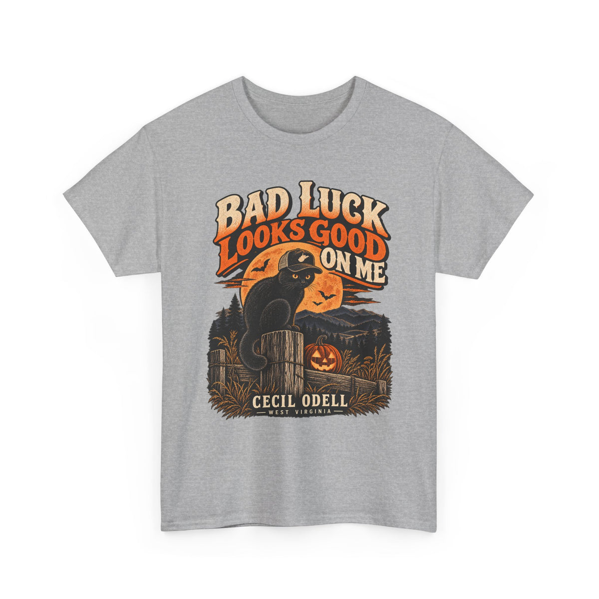 Bad Luck Looks Good on Me Halloween Tee | Cecil Odell