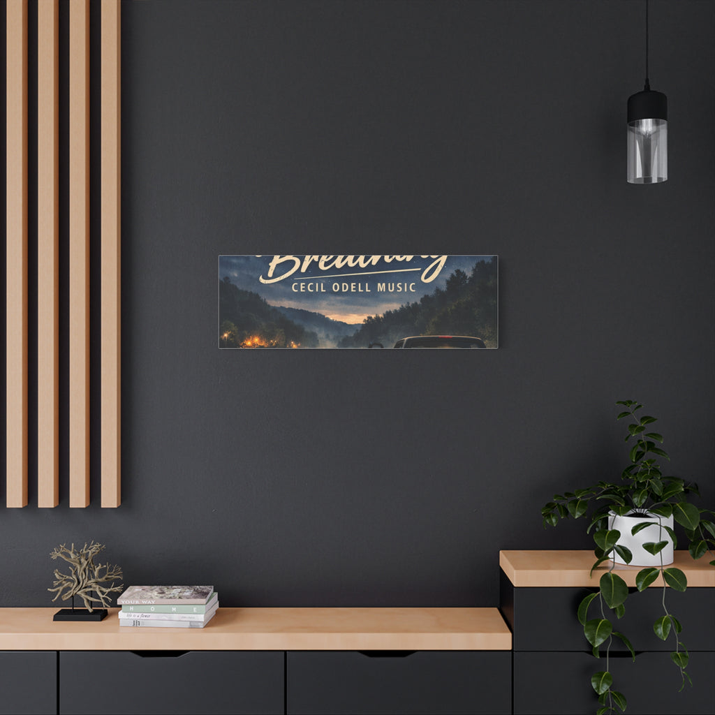 Backroad Breathing Matte Canvas Wall Art: Night Truck Landscape Music Print