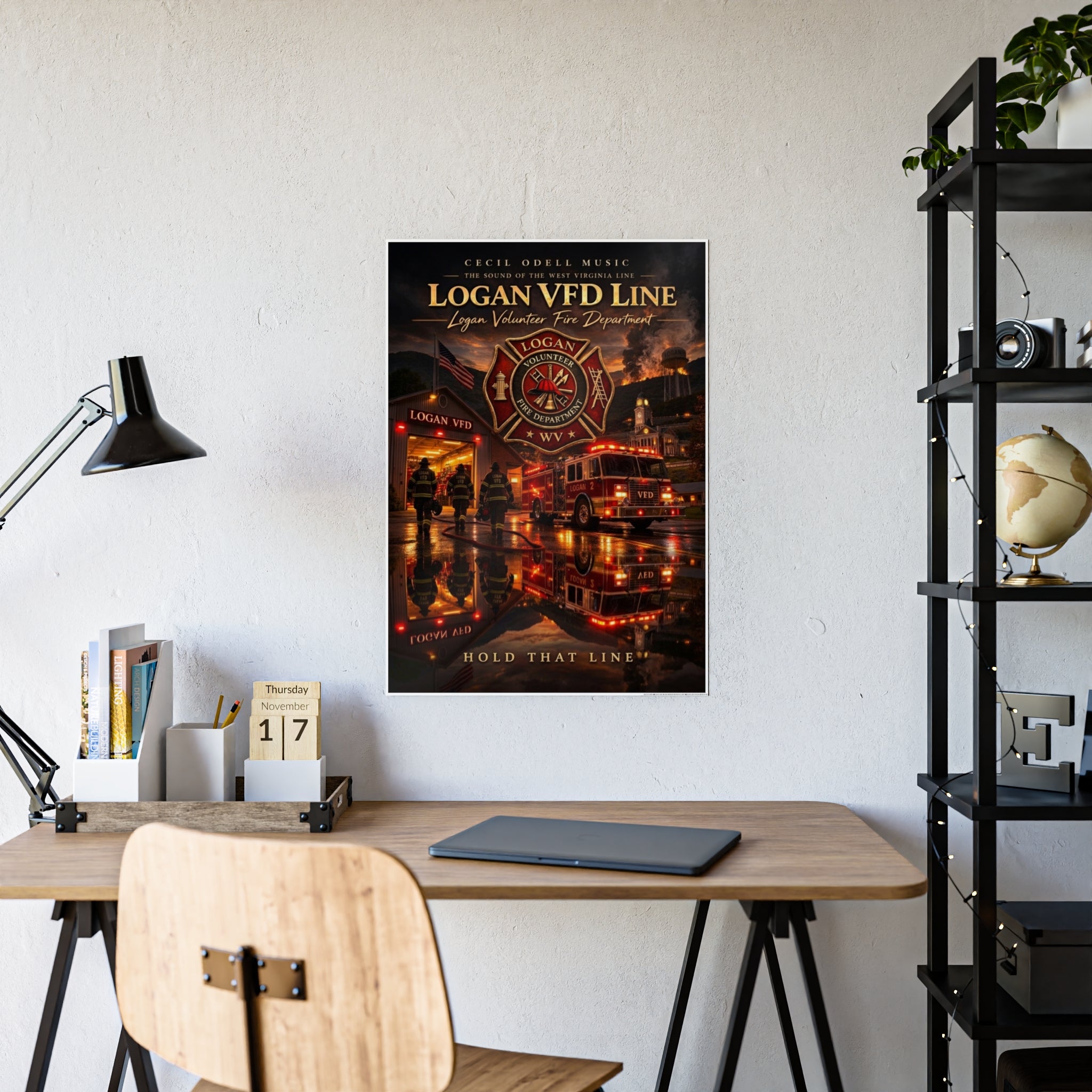 Firefighter Poster: 'Logan VFD Line' Gloss Fire Department Print