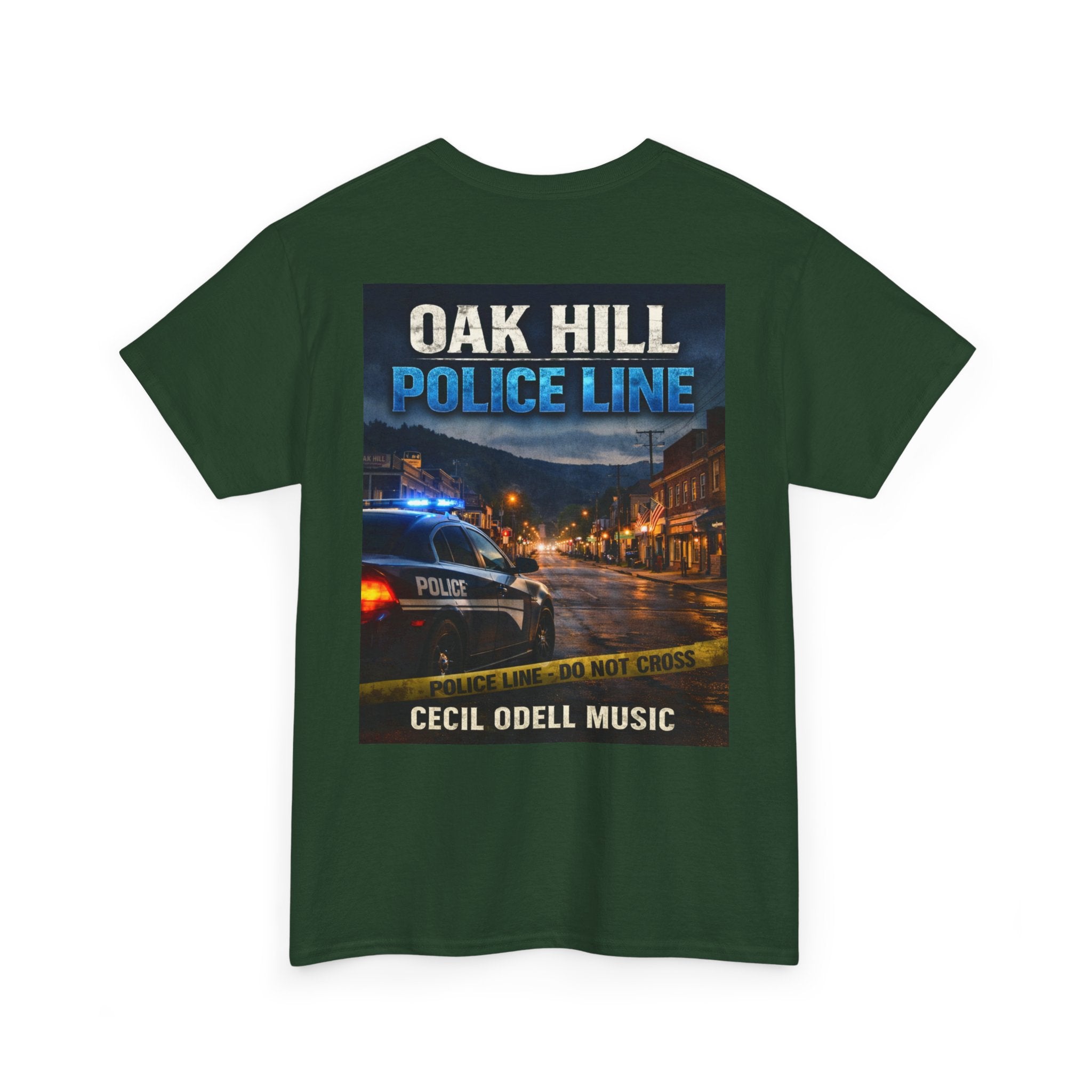 Oak Hill Police Line T-Shirt: 'Oak Hill Police Line' Graphic Tee (Cecil Odell Music)
