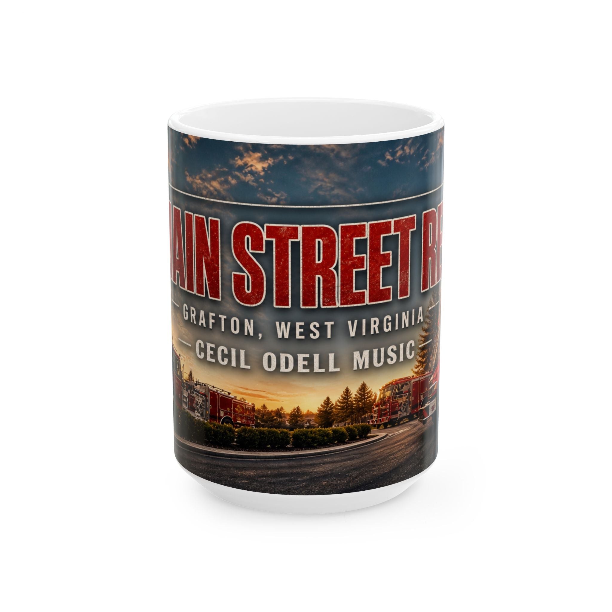 Main Street Red Grafton VFD Ceramic Mug: "Cecil Odell Music"