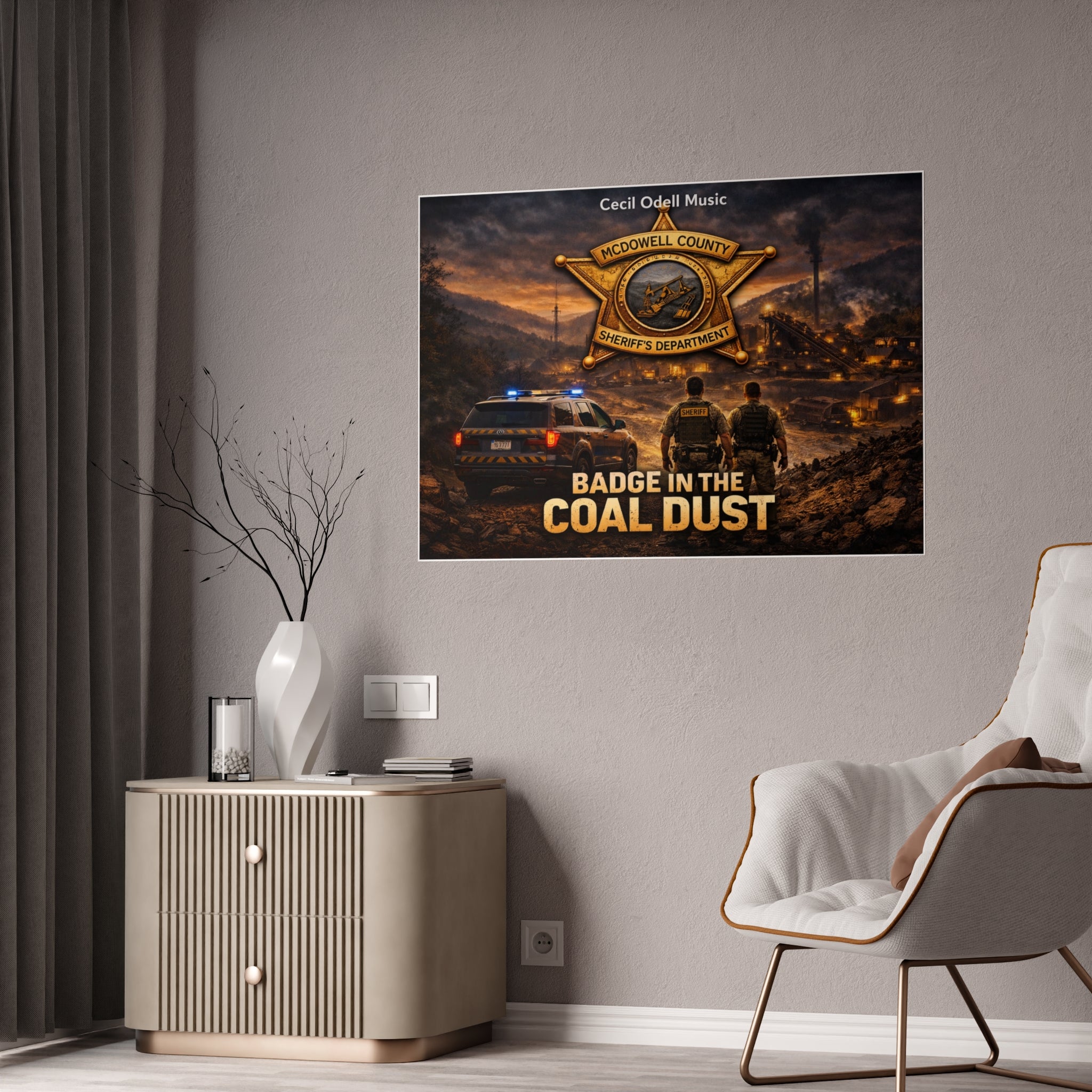 McDowell, Badge in the Coal Dust Gloss Poster: McDowell County Sheriff Tribute Wall Art