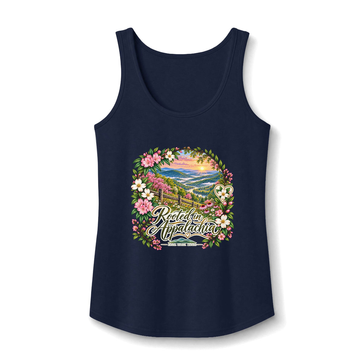 Appalachian Floral Tank Top — "Rooted in Appalachia" Scenic Women's Cotton Tank