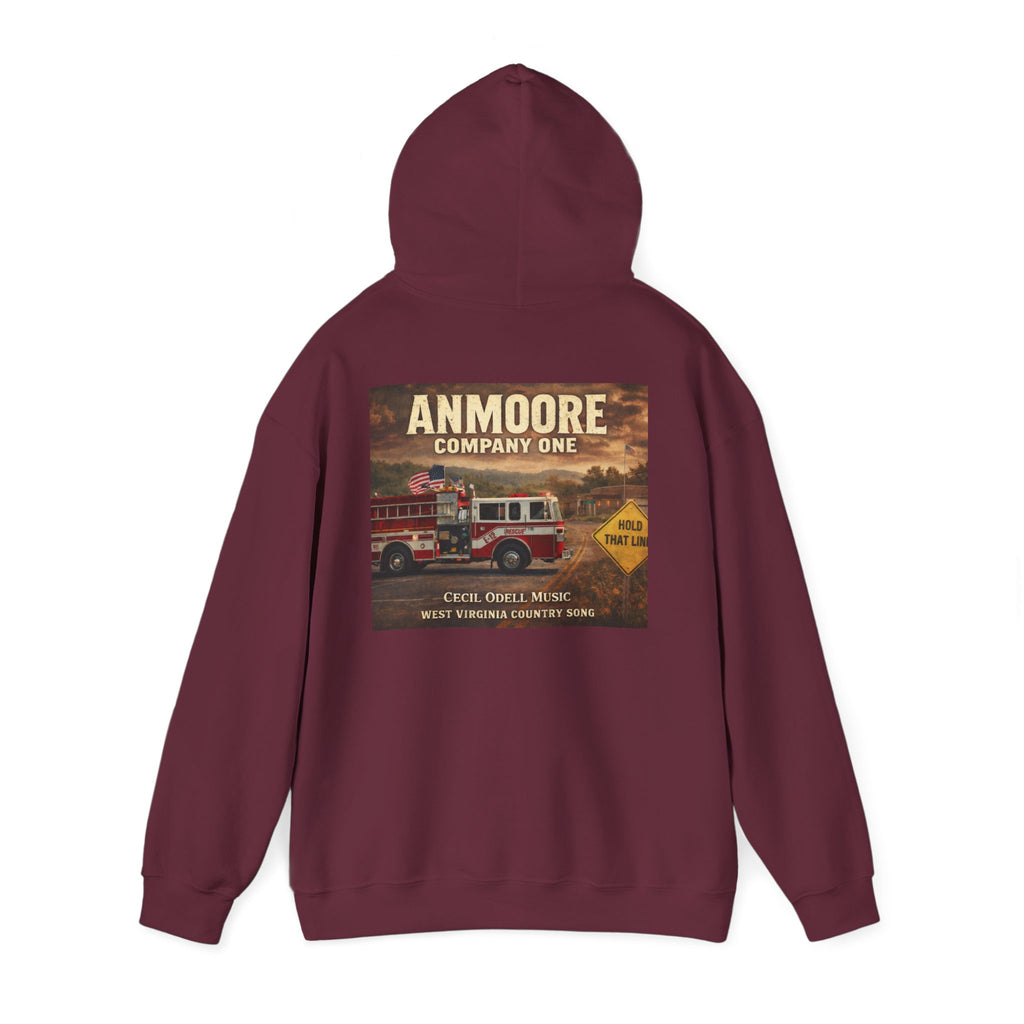 Firetruck Graphic Hoodie: Anmoore Company One Vintage Rescue Music Crewneck