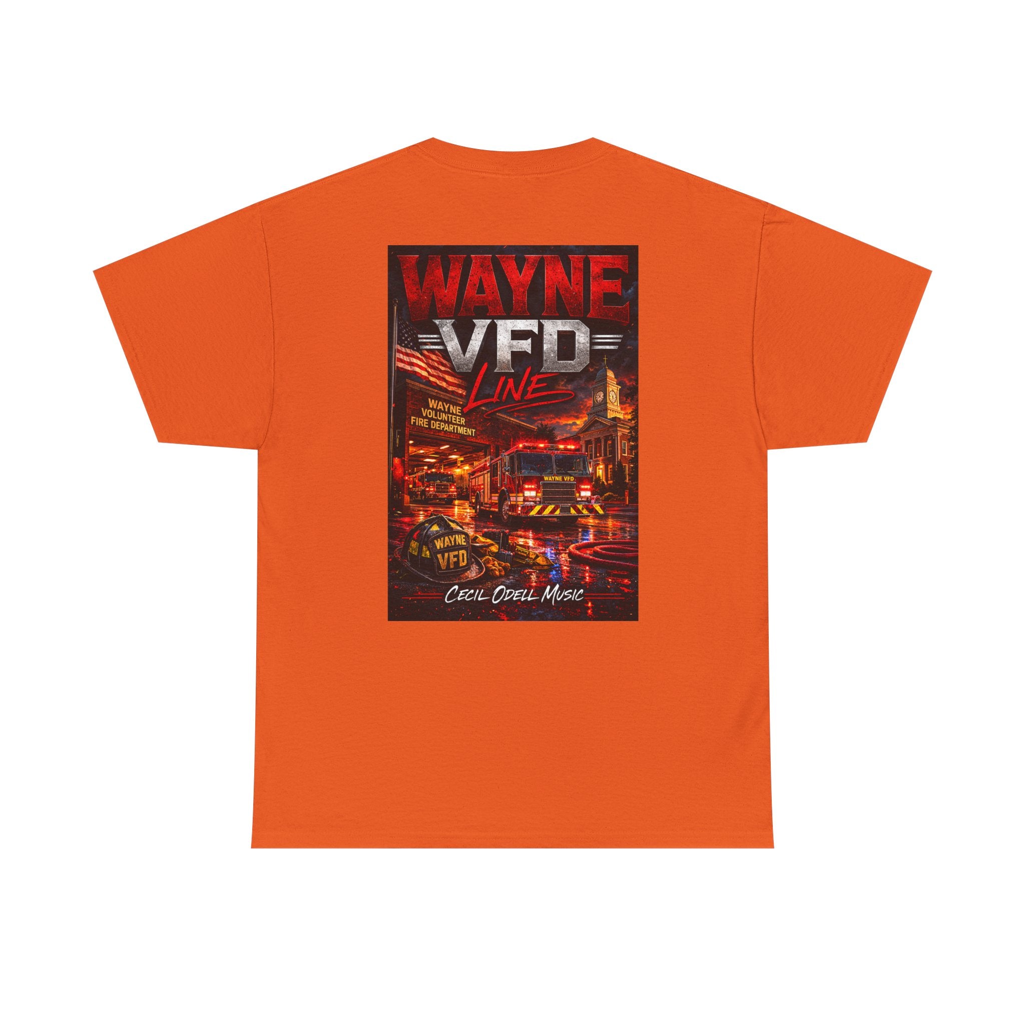 Wayne VFD Line Graphic Tee: Retro Firefighter Poster Shirt