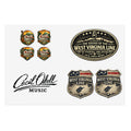 West Virginia Line Music Sticker Sheet: Cecil Odell Band Logo & Vintage Badges