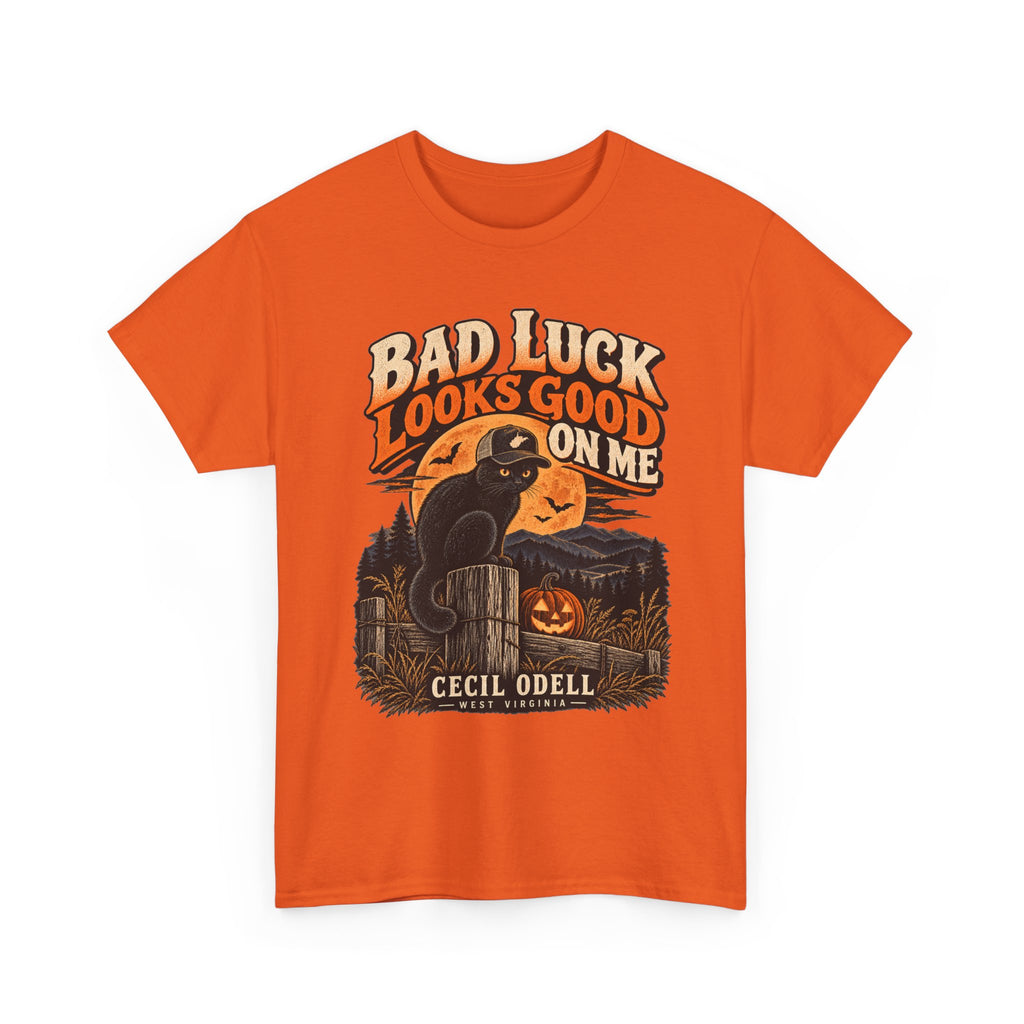 Bad Luck Looks Good on Me Halloween Tee | Cecil Odell