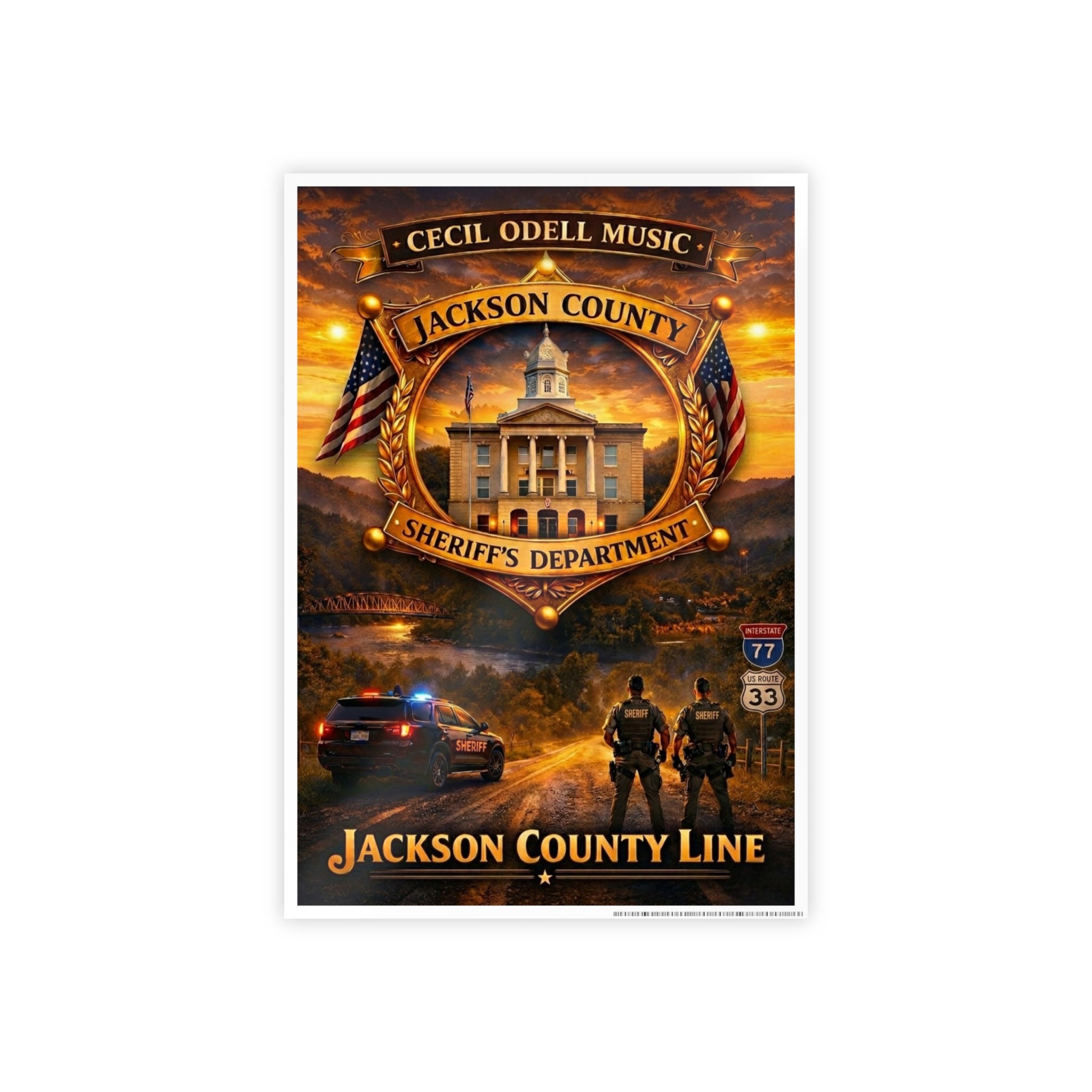 Jackson County Line Gloss Poster: Sheriff’s Department Tribute Wall Art