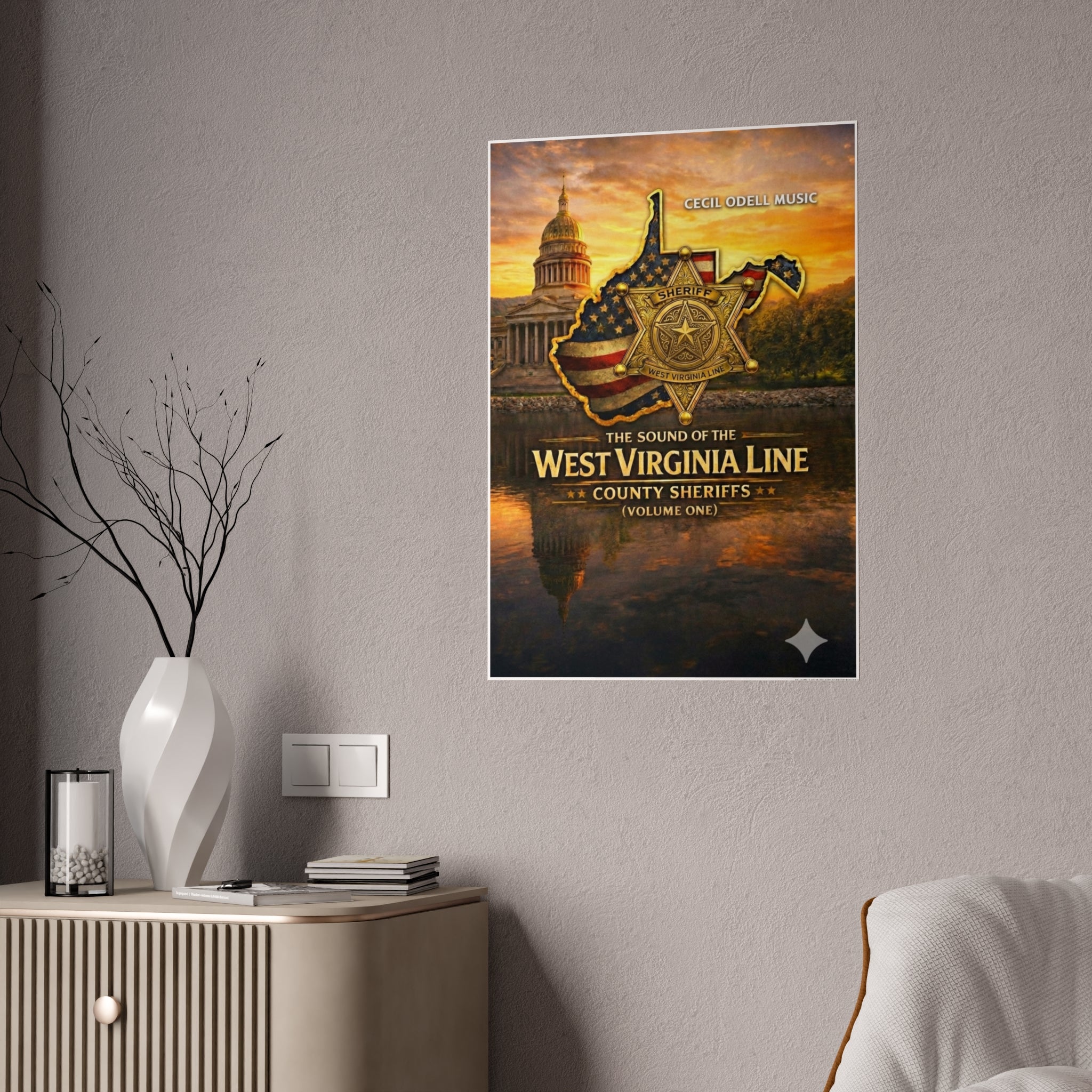 West Virginia Line County Sheriffs Poster: Gloss Music Print