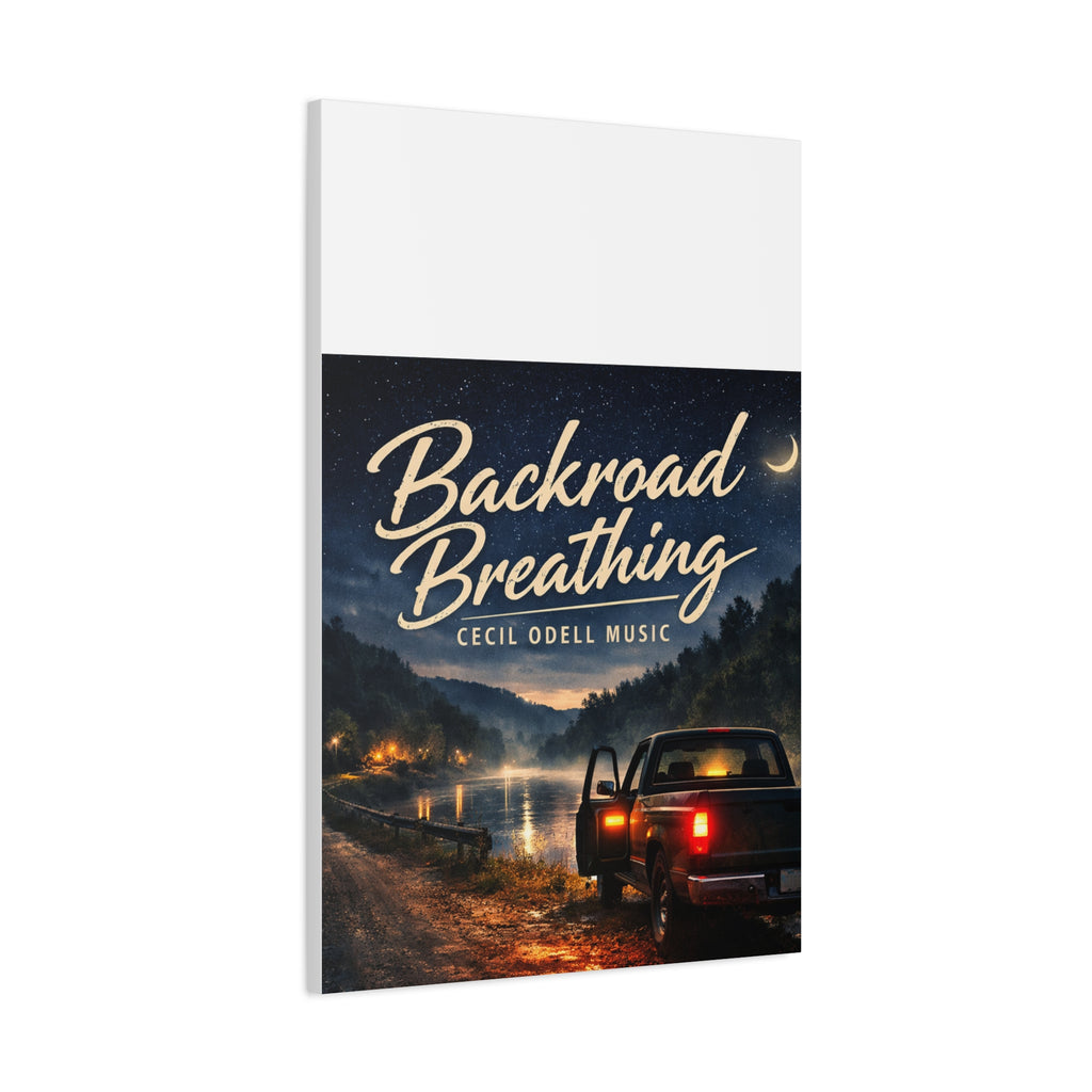 Backroad Breathing Matte Canvas Wall Art: Night Truck Landscape Music Print