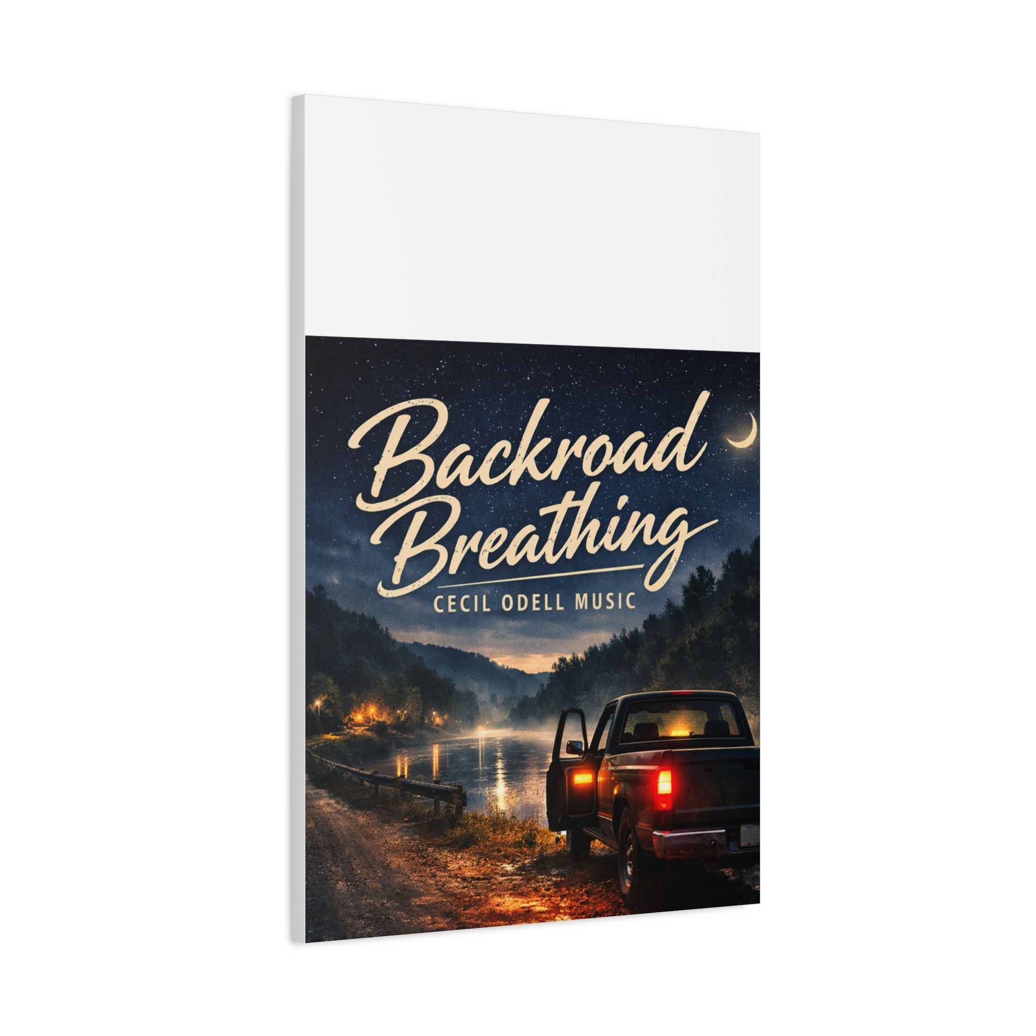 Backroad Breathing Matte Canvas Wall Art: Night Truck Landscape Music Print