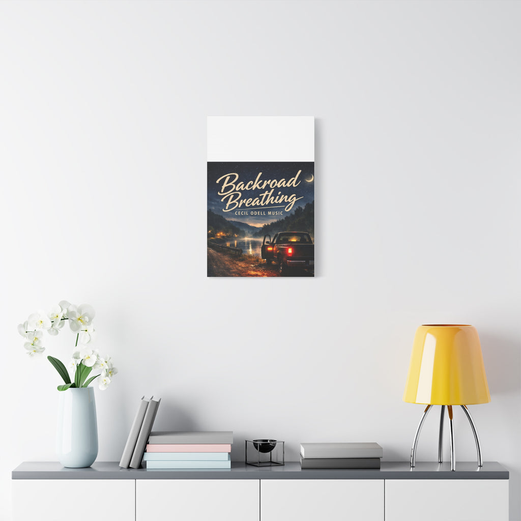 Backroad Breathing Matte Canvas Wall Art: Night Truck Landscape Music Print