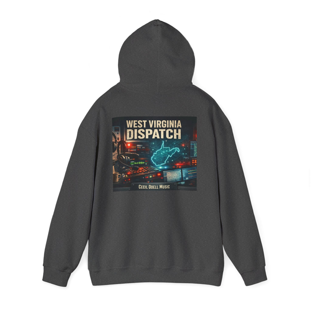 West Virginia Dispatch Hoodie: Retro Neon State Map & Eagle Graphic