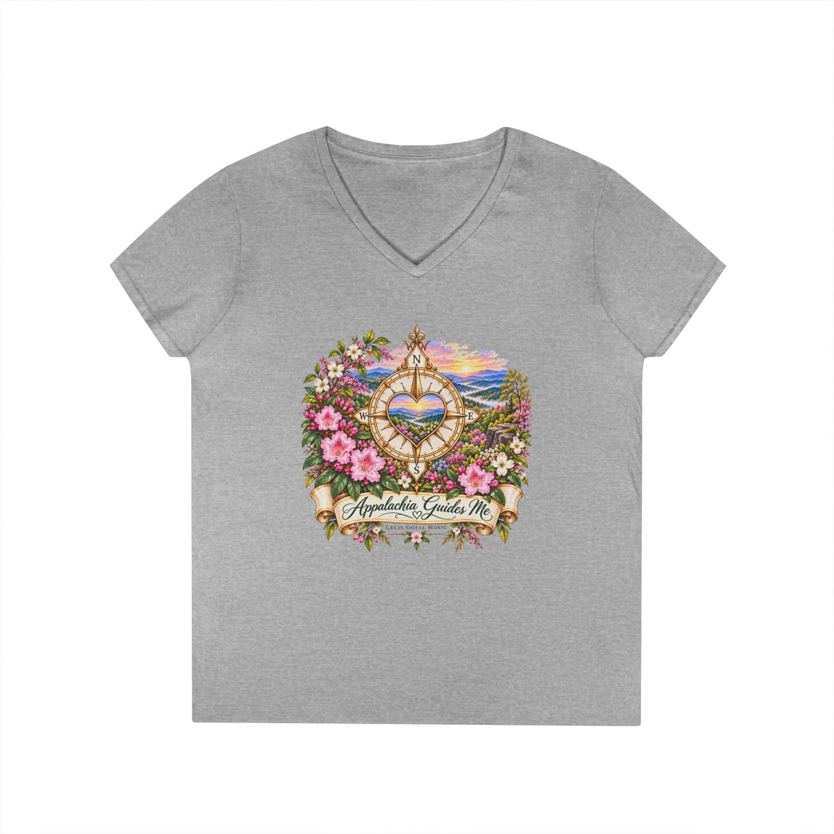 Appalachia Guides Me Floral - Ladies' V-Neck T-Shirt