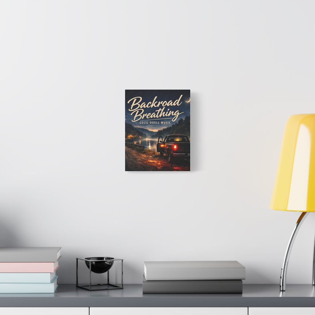 Backroad Breathing Matte Canvas Wall Art: Night Truck Landscape Music Print