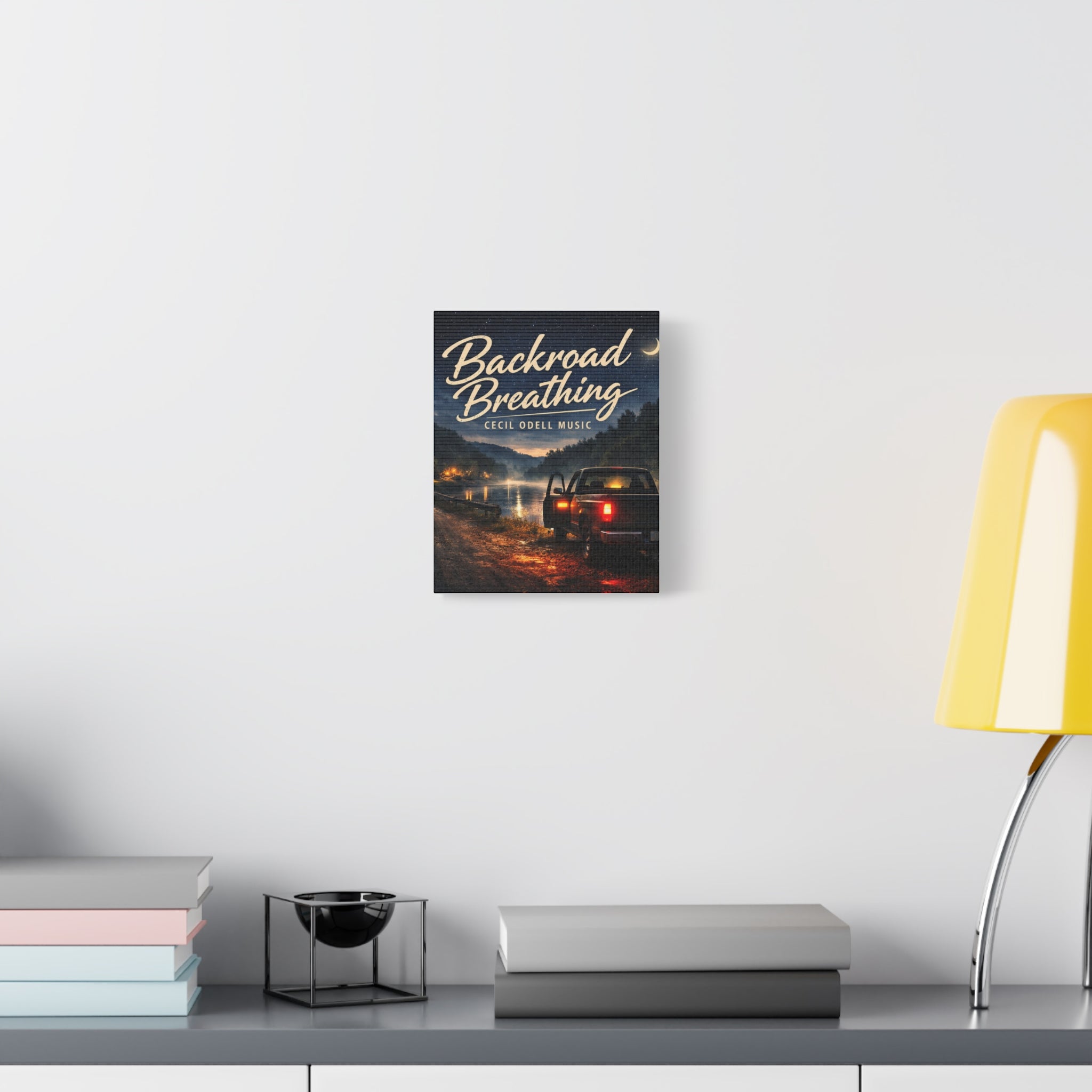 Backroad Breathing Matte Canvas Wall Art: Night Truck Landscape Music Print