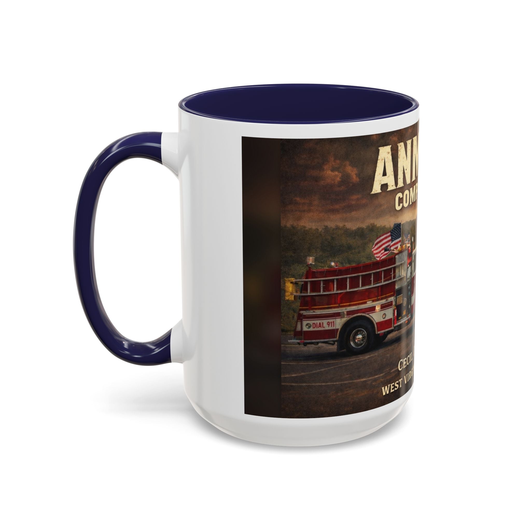 Anmoore Company One Firetruck Accent Coffee Mug: 'Hold That Line' West Virginia Country Music Tribute