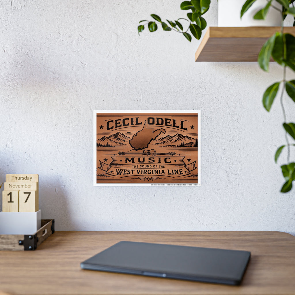 Cecil Odell Music Poster: 'The Sound of the West Virginia Line' Vintage Wood-Style Print