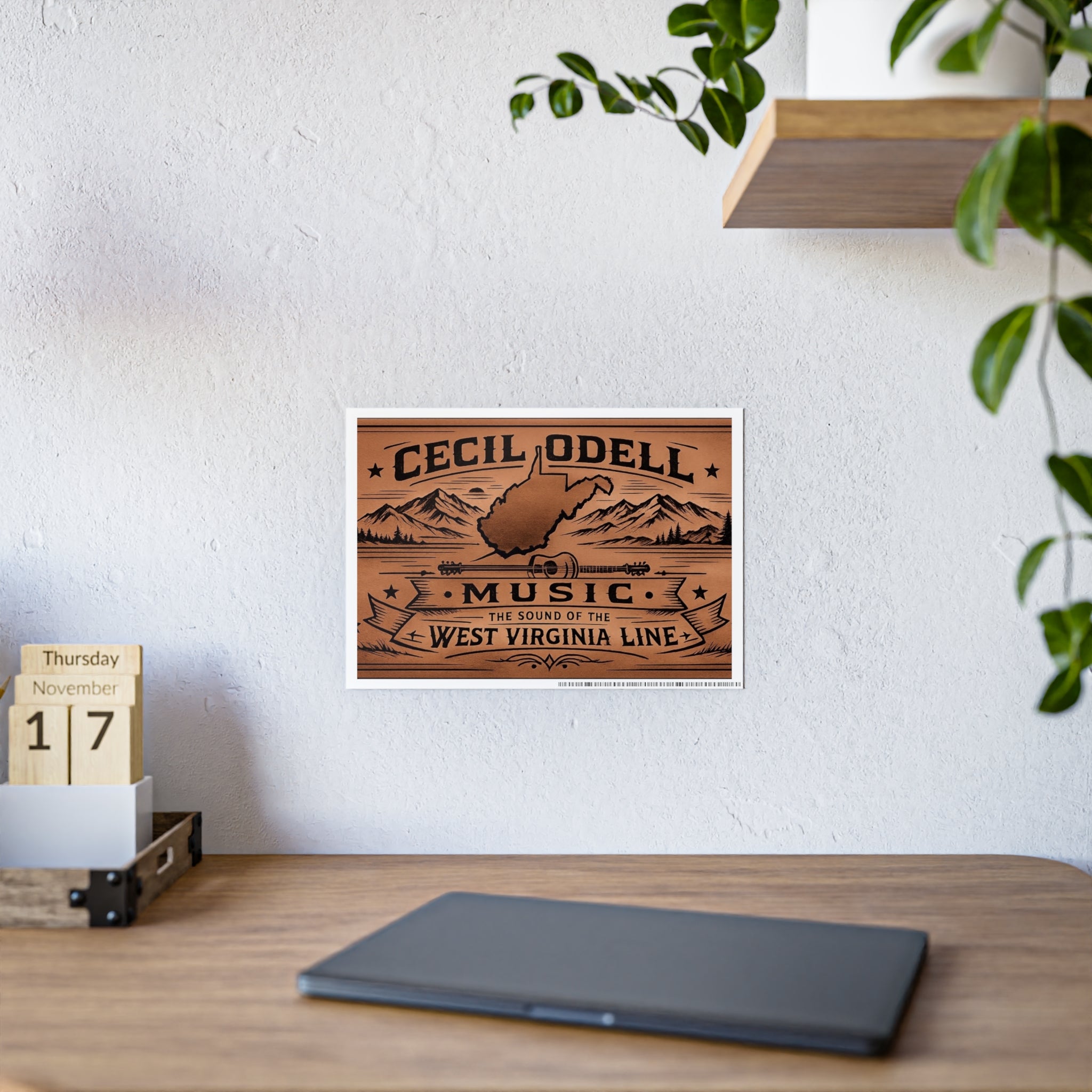 Cecil Odell Music Poster: 'The Sound of the West Virginia Line' Vintage Wood-Style Print
