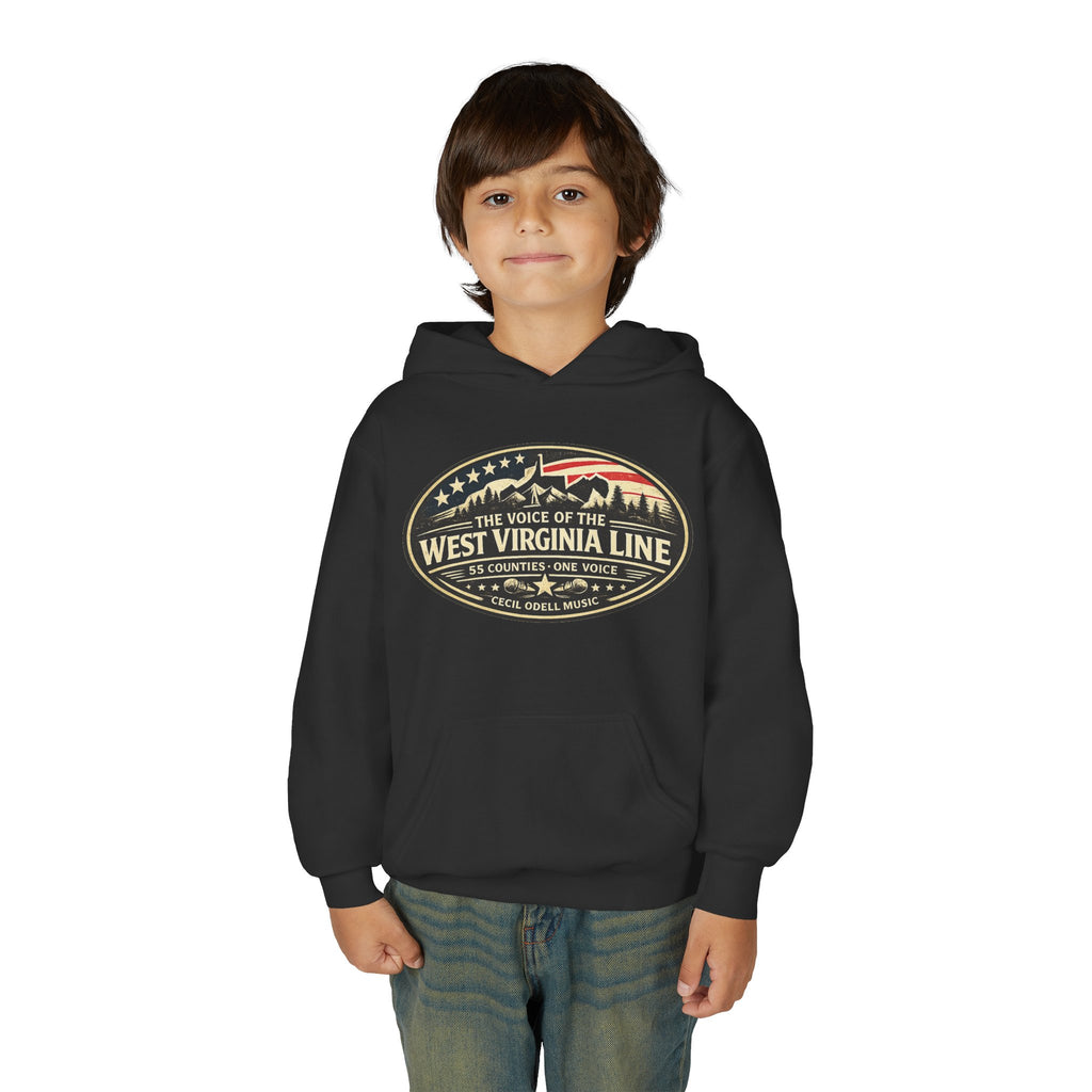 Youth Hoodie - '55 County Line' West Virginia Line Music Graphic Pullover