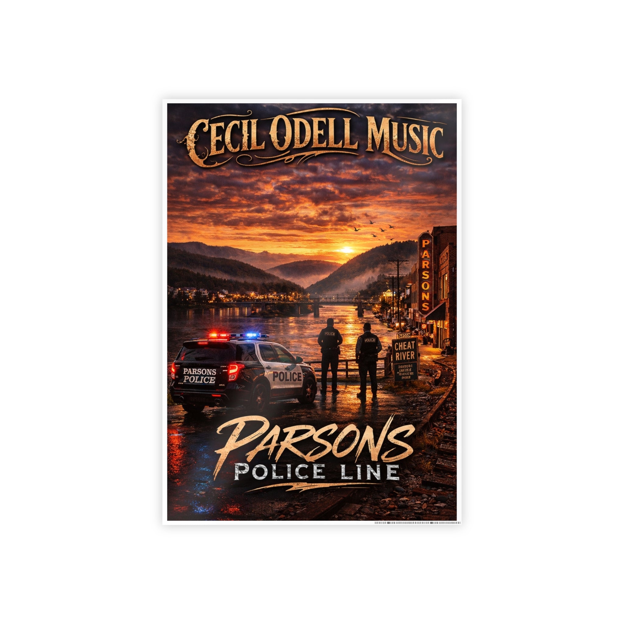 Police Line Poster: "Parsons" Sunset Crime Scene Music Print