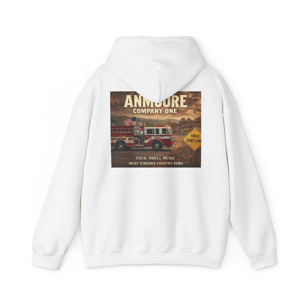 Firetruck Graphic Hoodie: Anmoore Company One Vintage Rescue Music Crewneck