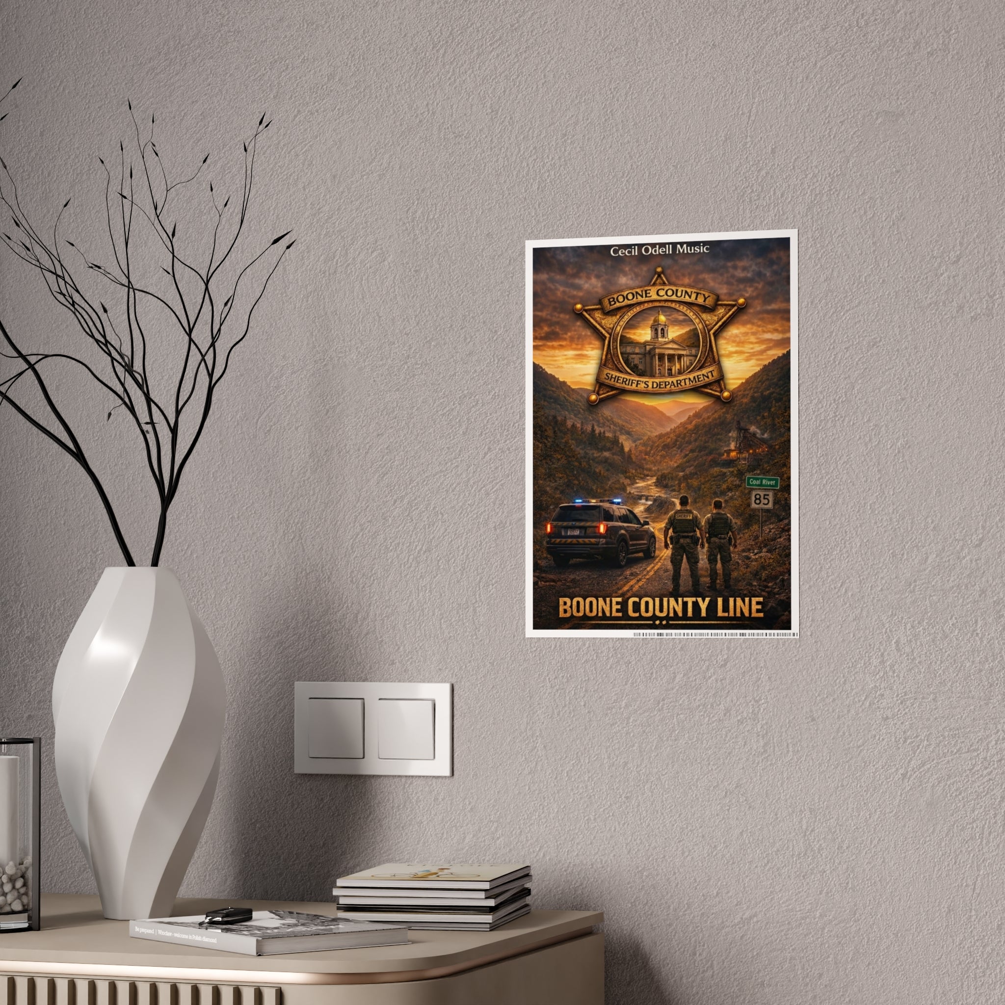 Boone County Line Gloss Poster — Sheriff Badge Landscape Art Print