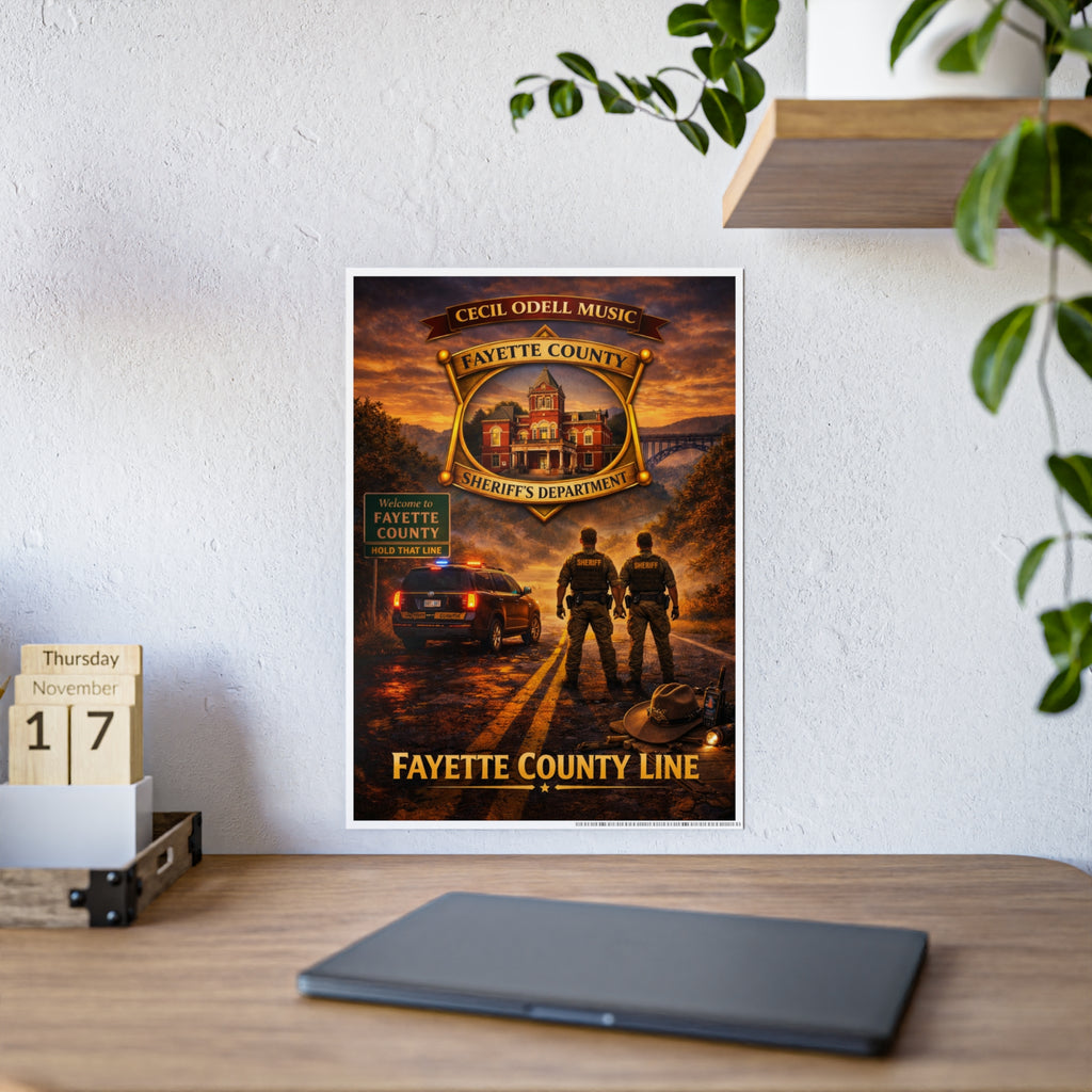 Fayette County Line Sheriff Poster: Gloss Police Badge Wall Art