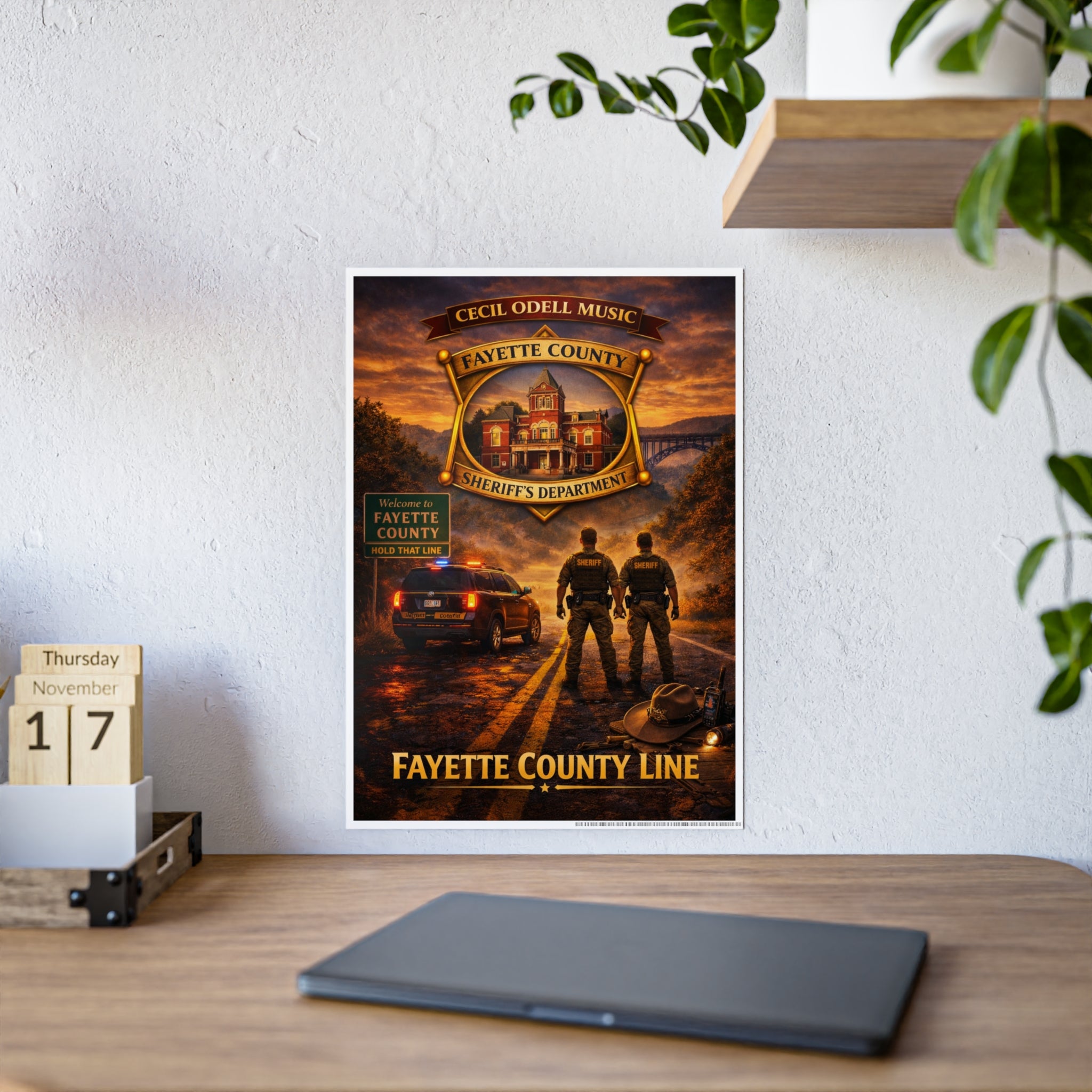 Fayette County Line Sheriff Poster: Gloss Police Badge Wall Art