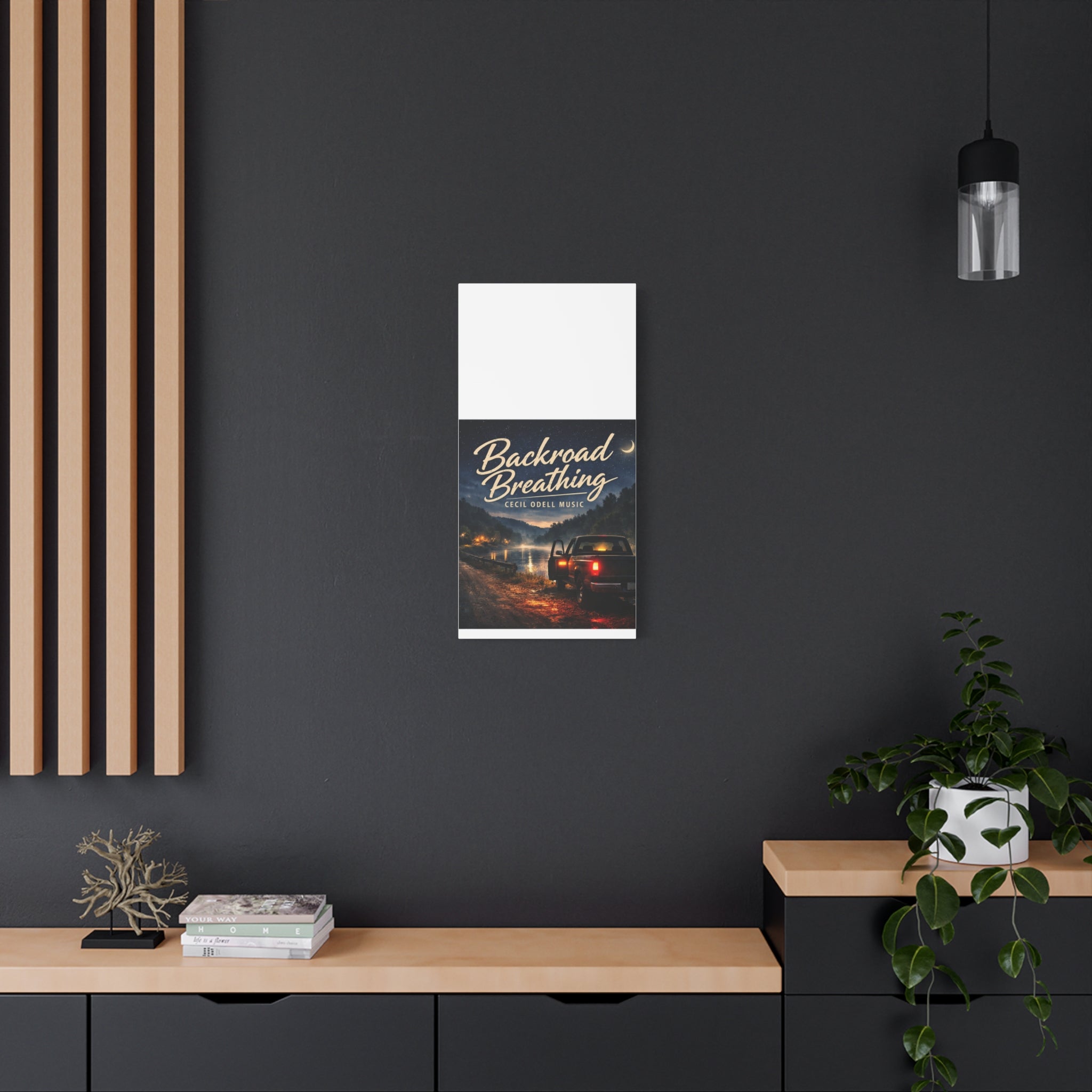 Backroad Breathing Matte Canvas Wall Art: Night Truck Landscape Music Print