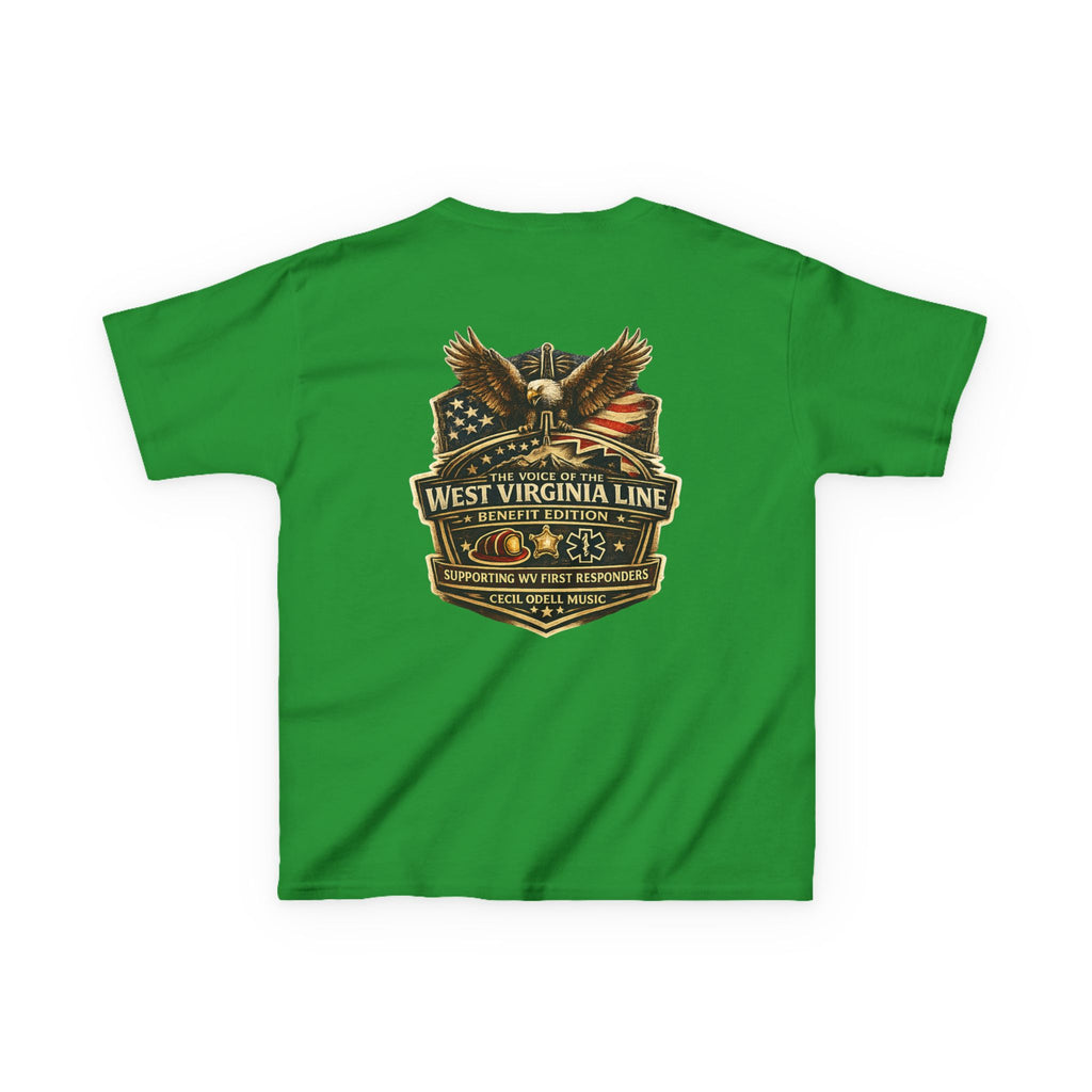 Kids T‑Shirt: Vintage West Virginia Line Badge with Eagle & American Flag