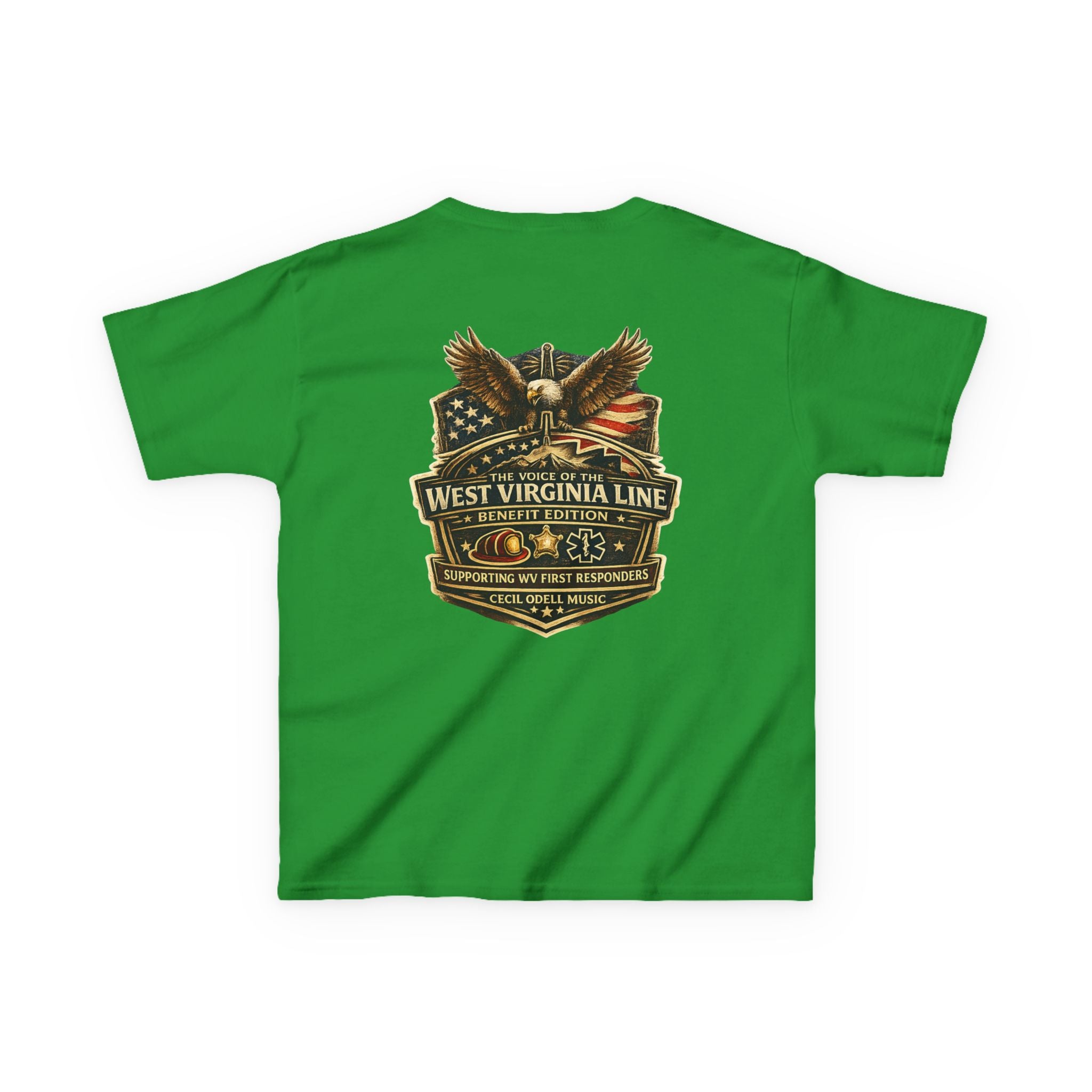 Kids T‑Shirt: Vintage West Virginia Line Badge with Eagle & American Flag