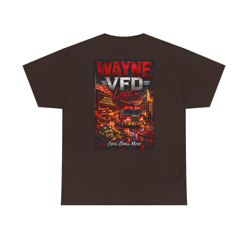 Wayne VFD Line Graphic Tee: Retro Firefighter Poster Shirt