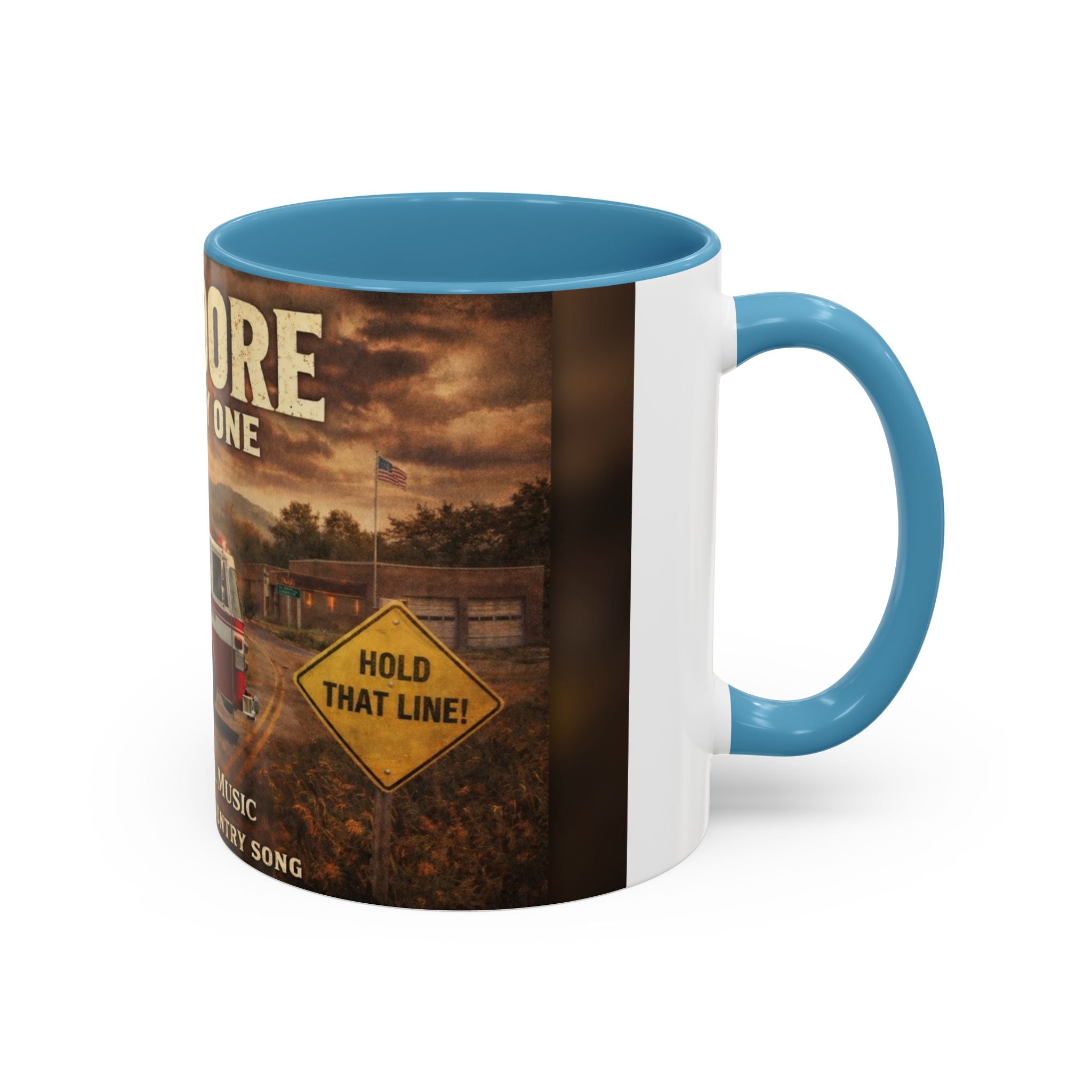 Anmoore Company One Firetruck Accent Coffee Mug: 'Hold That Line' West Virginia Country Music Tribute