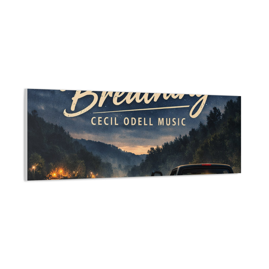Backroad Breathing Matte Canvas Wall Art: Night Truck Landscape Music Print