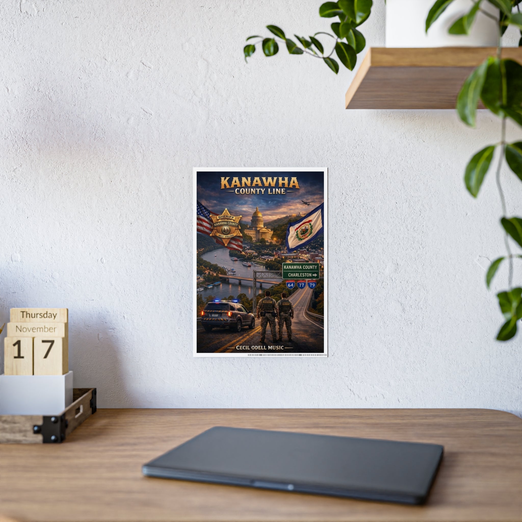 Kanawha County Line Gloss Poster: West Virginia County Pride Wall Art