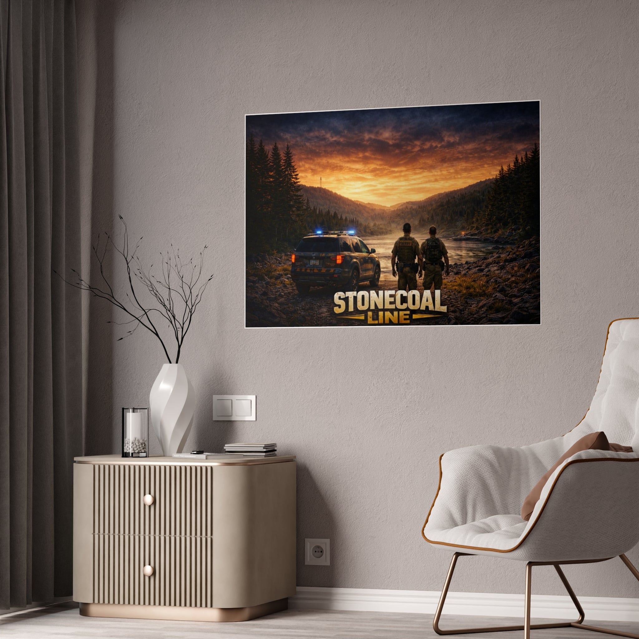 Stonecoal Line Gloss Poster: Law Enforcement Scenic Sunset Print