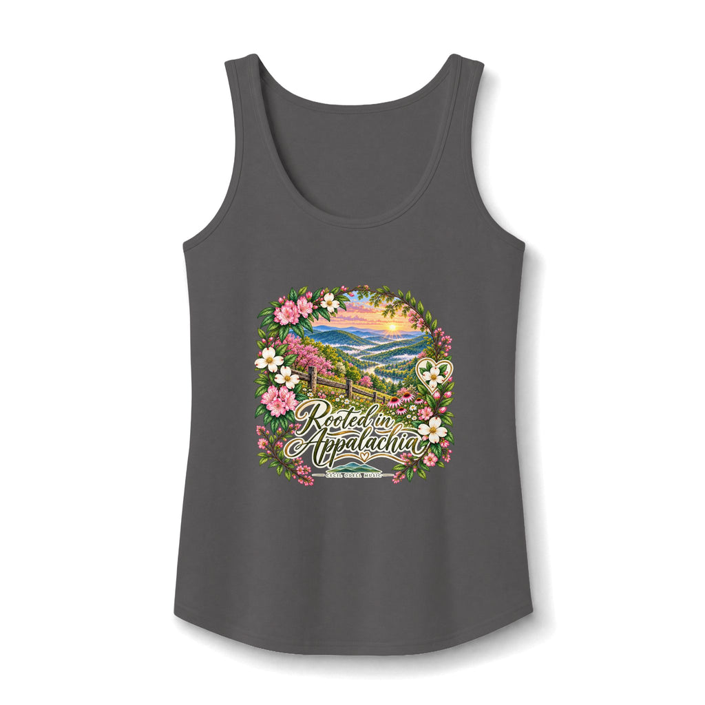Appalachian Floral Tank Top — "Rooted in Appalachia" Scenic Women's Cotton Tank