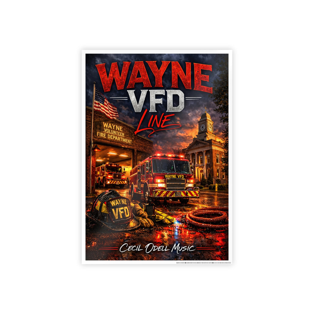 Wayne VFD Line Gloss Poster: Firefighter Station Art Print