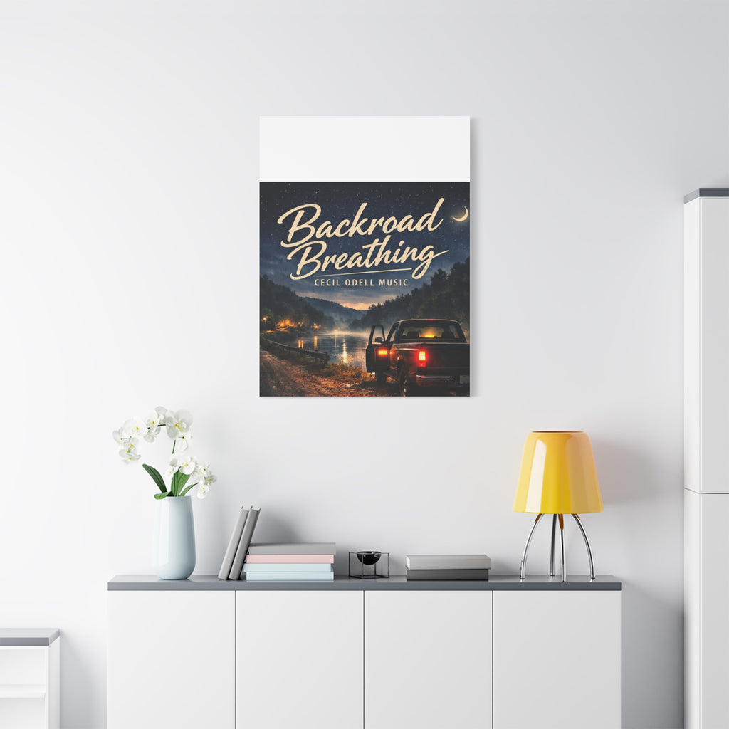 Backroad Breathing Matte Canvas Wall Art: Night Truck Landscape Music Print