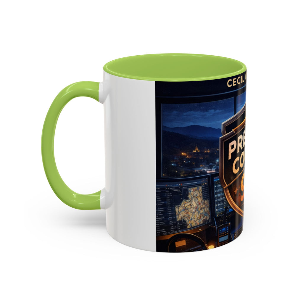 Preston County 911 Coffee Mug: Emergency Dispatch Badge Accent Mug