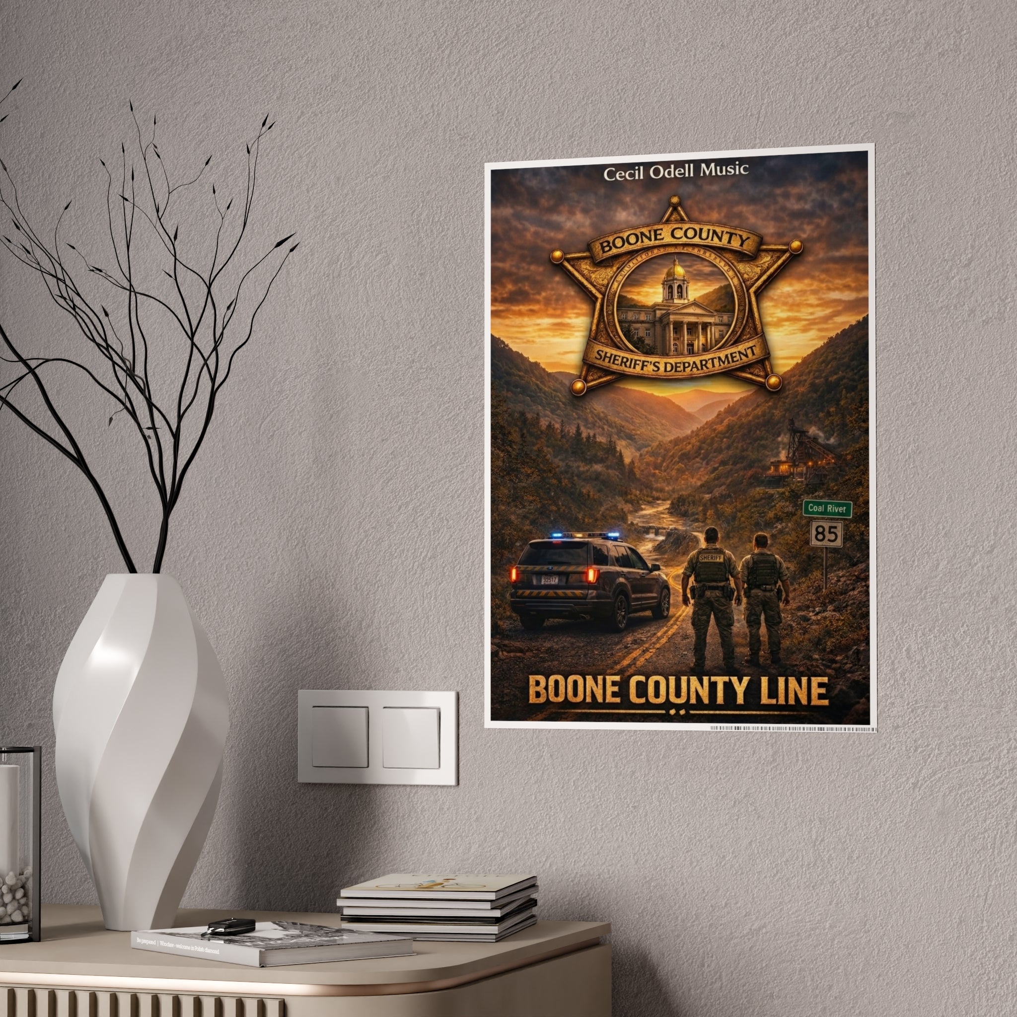 Boone County Line Gloss Poster — Sheriff Badge Landscape Art Print