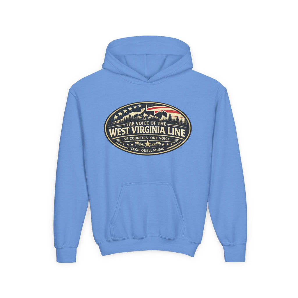 Youth Hoodie - '55 County Line' West Virginia Line Music Graphic Pullover