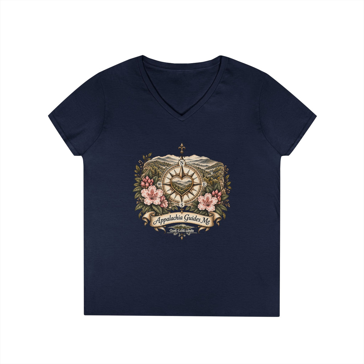 Appalachian Guide Floral Compass V-Neck Tee