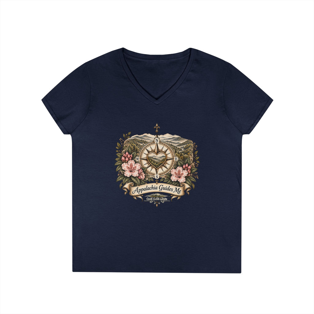 Appalachian Guide Floral Compass V-Neck Tee
