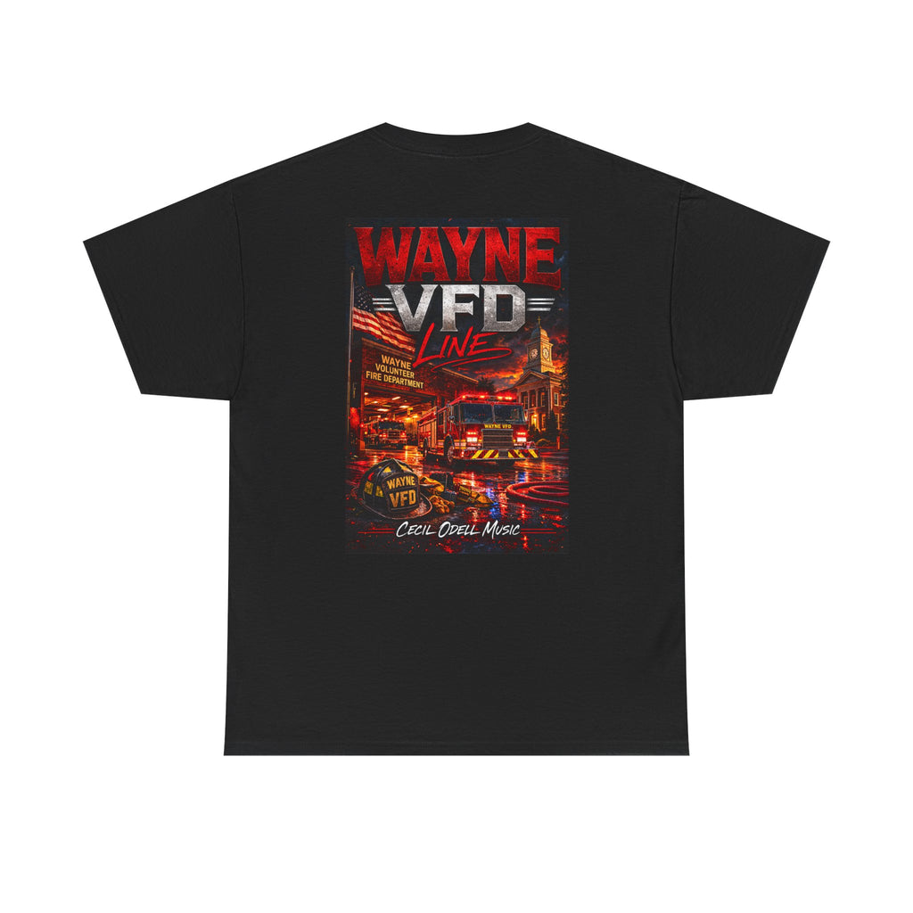 Wayne VFD Line Graphic Tee: Retro Firefighter Poster Shirt