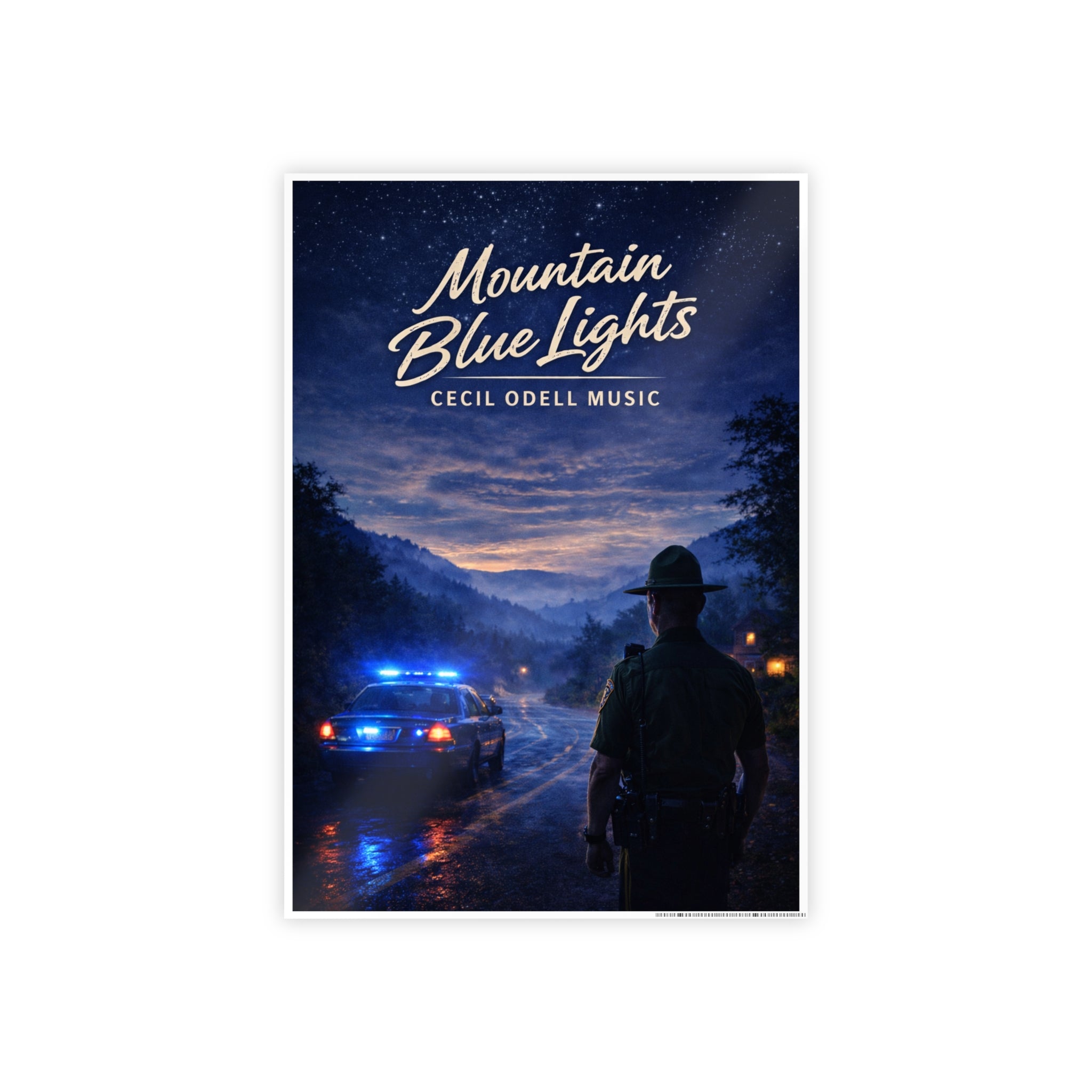 Poster: "Mountain Blue Lights" Movie-Style Gloss Art Print
