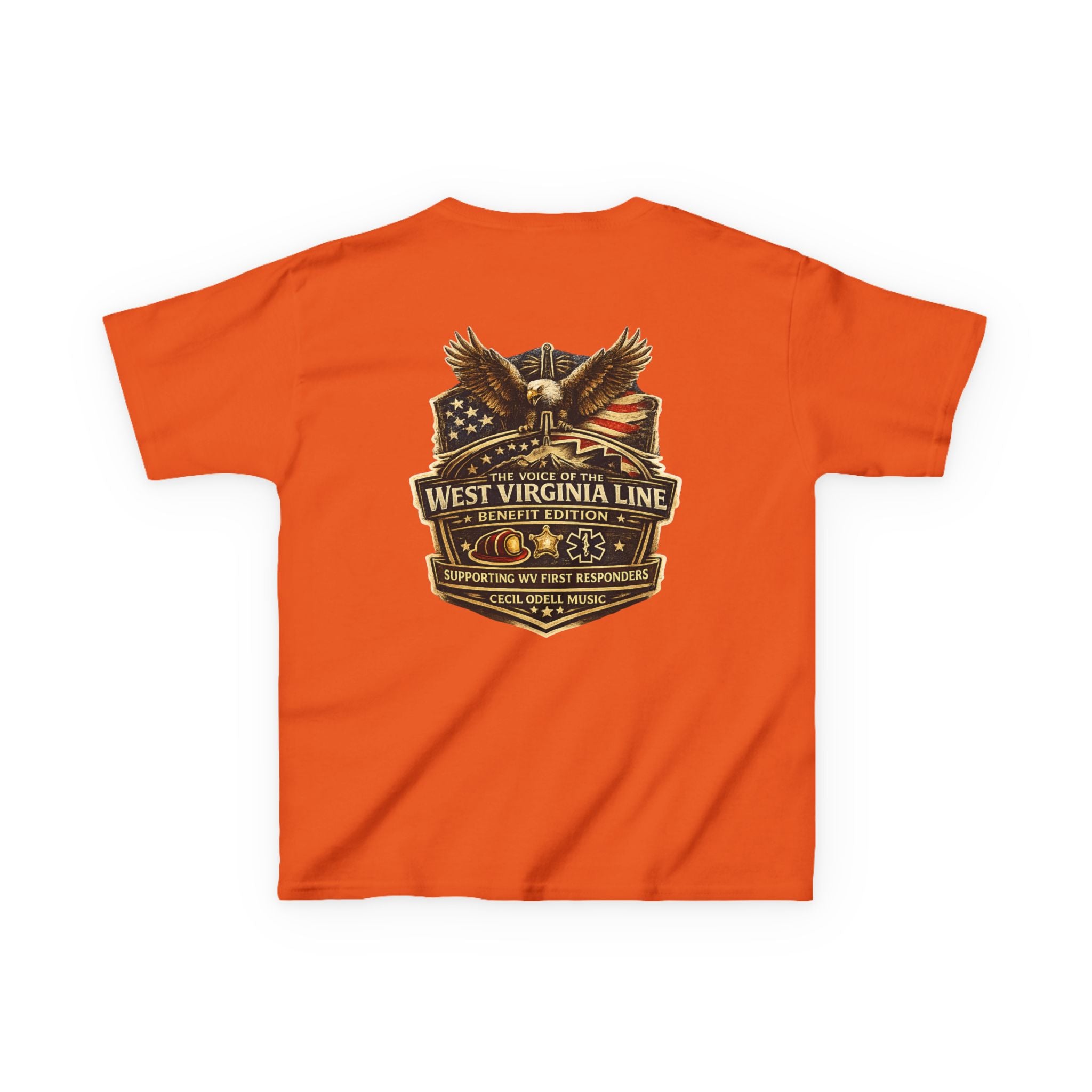Kids T‑Shirt: Vintage West Virginia Line Badge with Eagle & American Flag