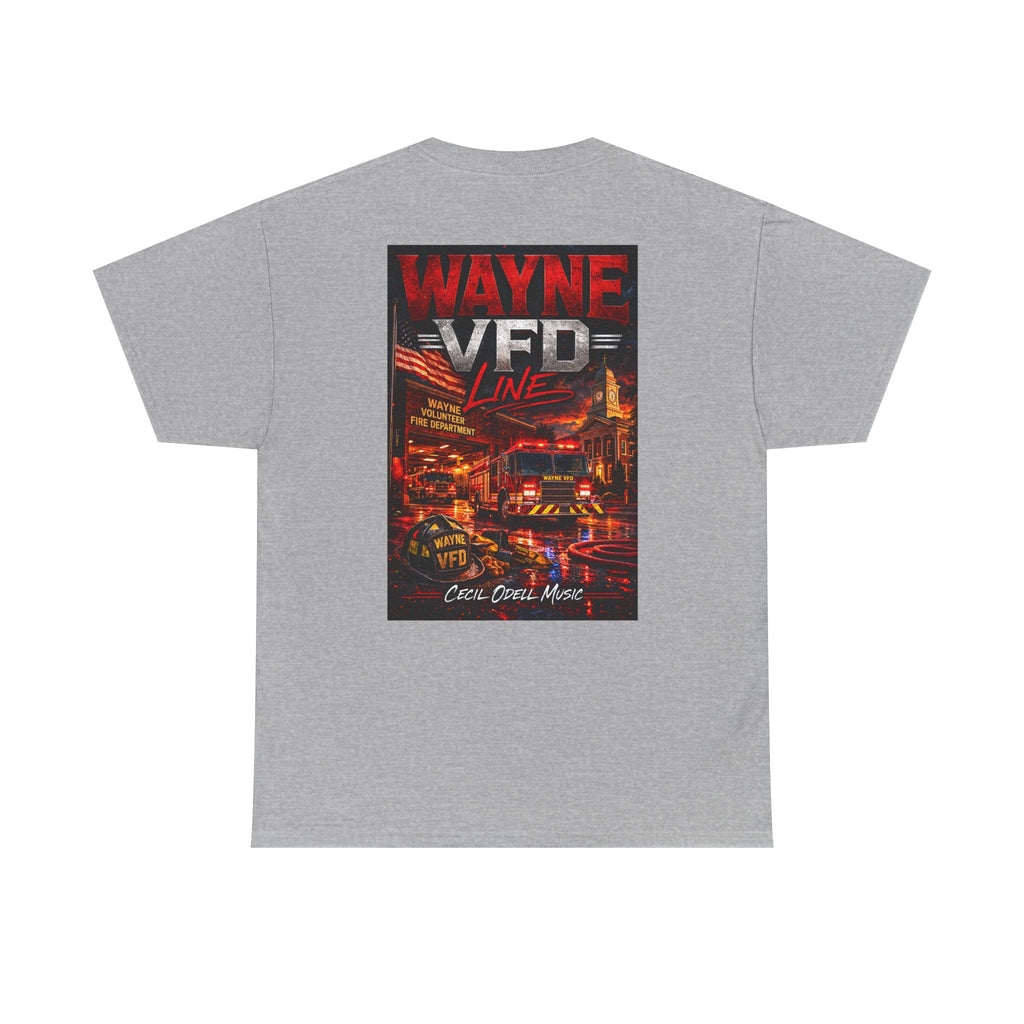 Wayne VFD Line Graphic Tee: Retro Firefighter Poster Shirt