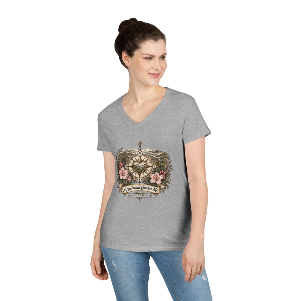 Appalachian Guide Floral Compass V-Neck Tee